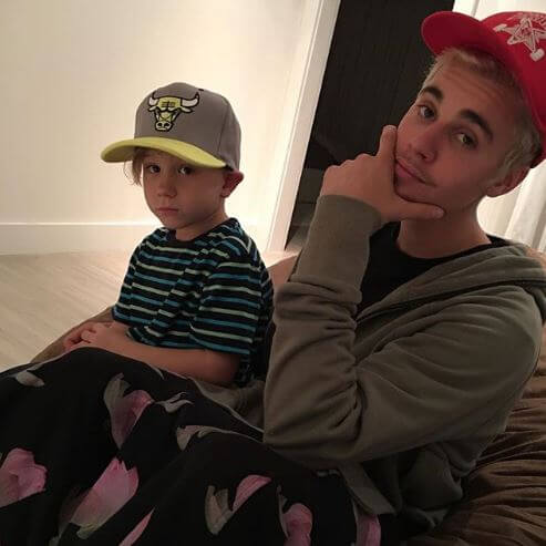 Jaxon Bieber with his half-brother, Justin Bieber